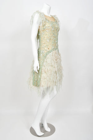 2012 Chanel by Karl Lagerfeld Documented Sheer Illusion Beaded Silk Dress w/Tags