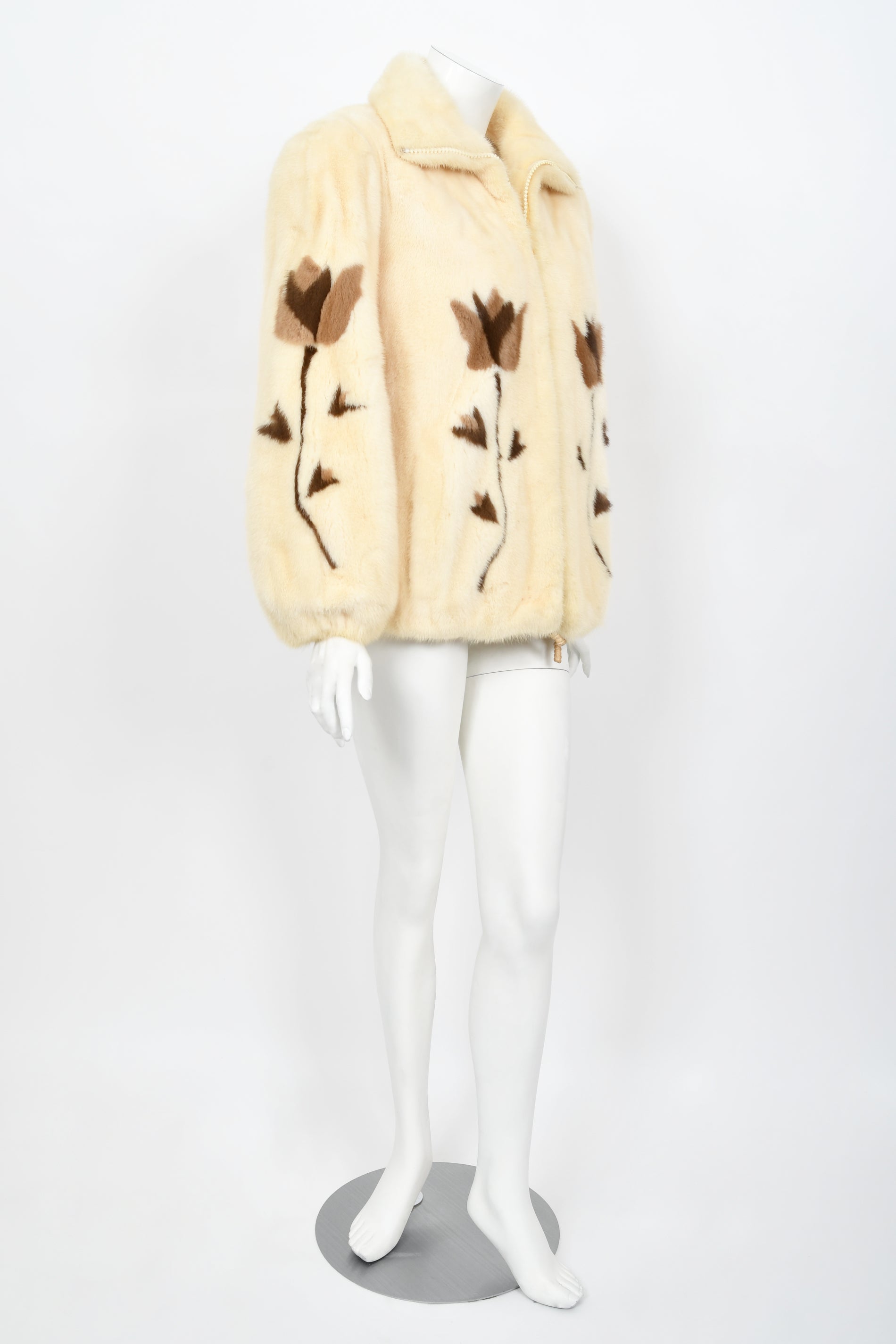 1980's Balenciaga Couture 'Butterflies & Flowers' Printed Mink Fur Bom -  Timeless Vixen