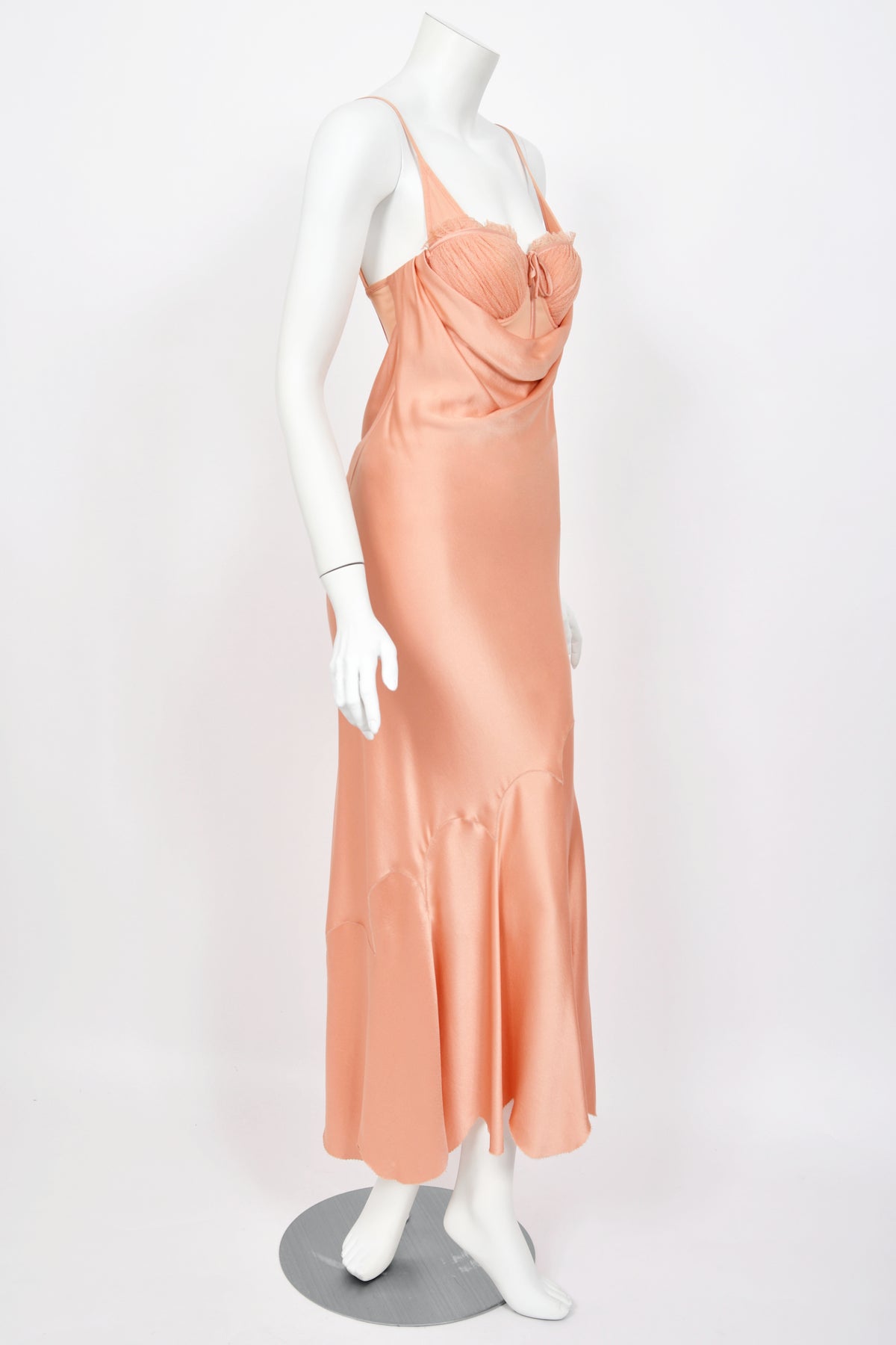 2004 Alexander McQueen Runway Pink Silk Bustier Bias-Cut Dress w/ Tags