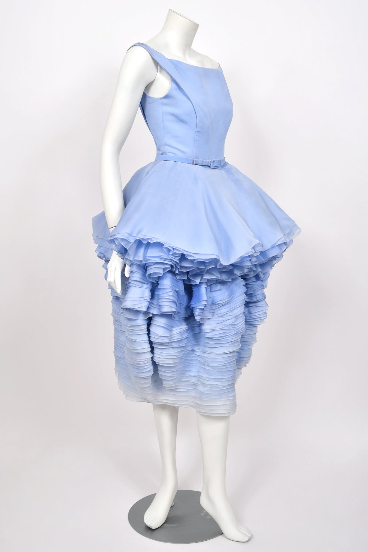 2015 Ralph &amp; Russo Haute Couture Runway 'Blooming' Ombré Blue Silk Sculptural Dress