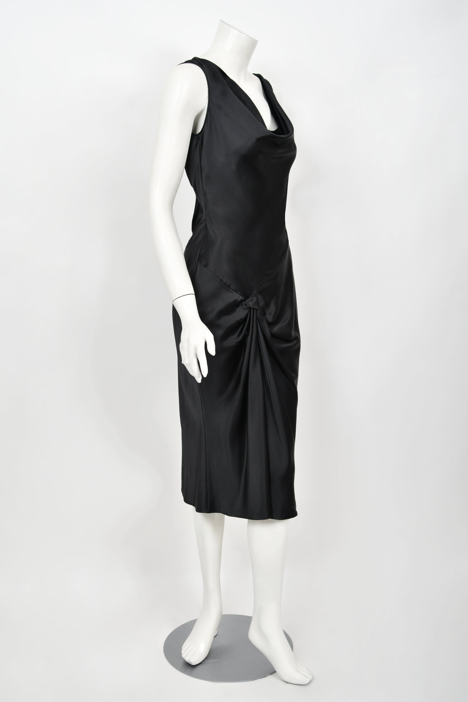 Vintage 2004 Christian Dior by John Galliano Black Silk Backless Draped Pearls Bias-Cut Dress - Timeless Vixen Vintage 2004 Christian Dior by John Galliano Black Silk Backless Draped Pearls Bias-Cut Dress - Timeless Vixen