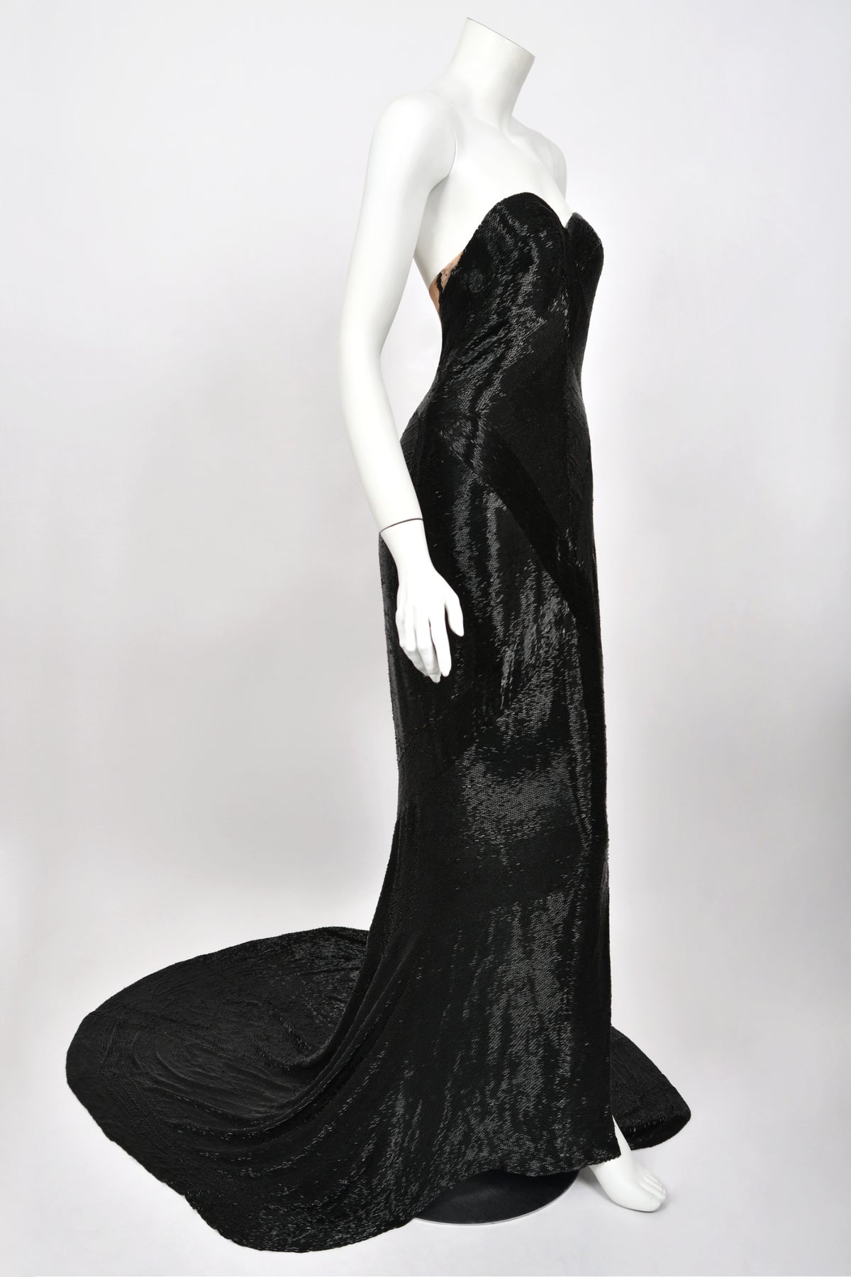 1943 Gilbert Adrian Custom Couture for Lana Turner Fully Beaded Hourglass Trained Gown