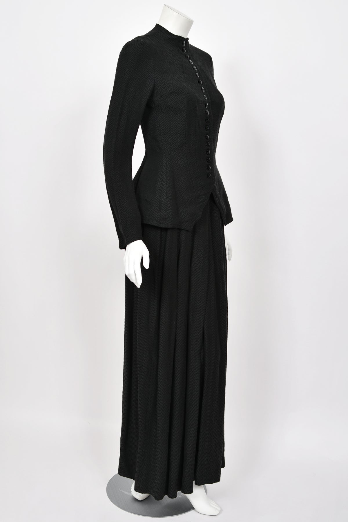 1998 Yohji Yamamoto Editorial Herringbone Button-Up Boned Jacket &amp; Maxi Skirt w/Tags