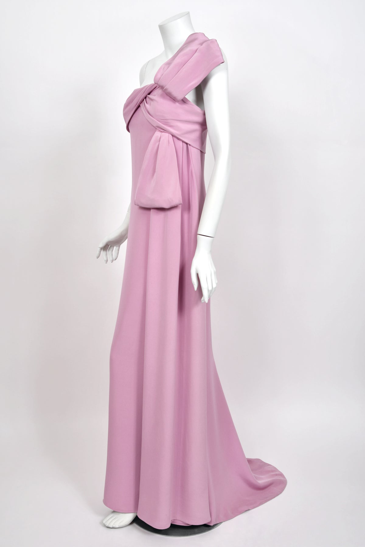 2001 Yves Saint Laurent Haute Couture Runway Lilac Silk Sculptural Asymmetric Gown