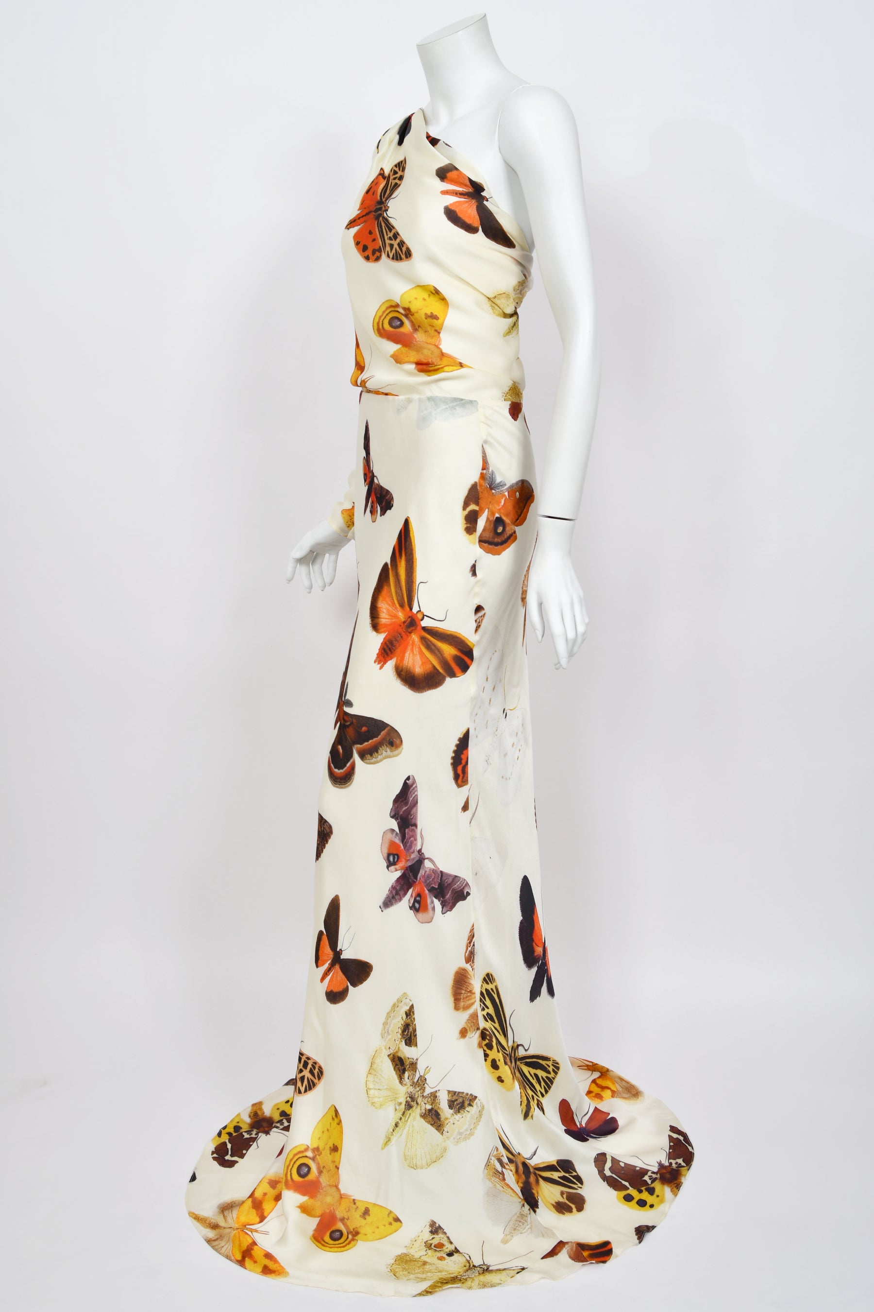 2007 Alexander McQueen Butterfly Motif Silk Asymmetric Billow Sleeve B - Timeless Vixen 2007 Alexander McQueen Butterfly Motif Silk Asymmetric Billow Sleeve B - Timeless Vixen
