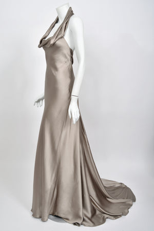 2014 Ralph Lauren Purple Label Platinum Silk Bias-Cut 'Old Hollywood' Gown w/ Optional Hood