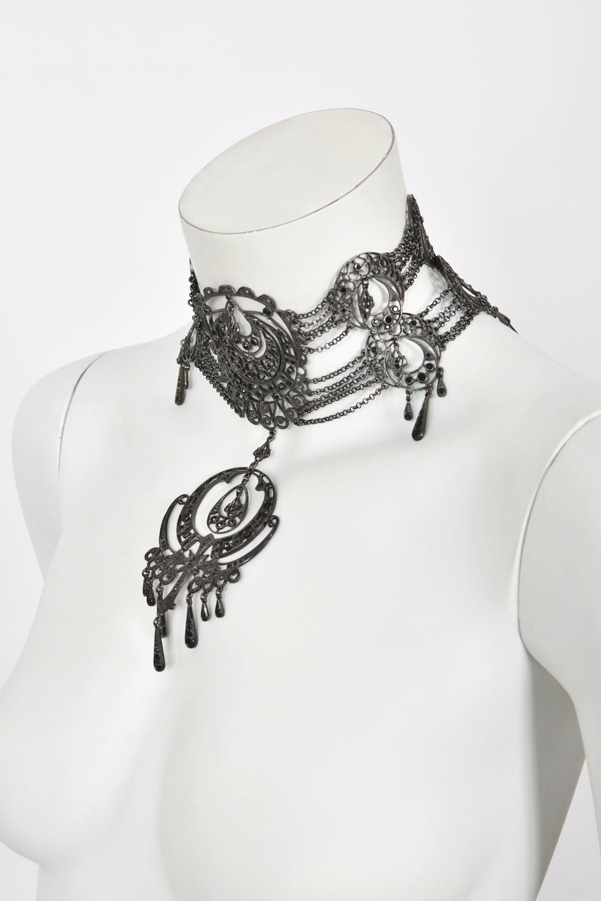 2000 Christian Dior by John Galliano Belle Époque Inspired Crescent Motif Oversized Choker