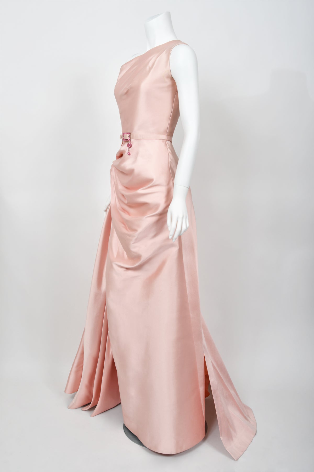 2007 Christian Dior by John Galliano Blush Pink Silk Asymmetric Sculptural Gown