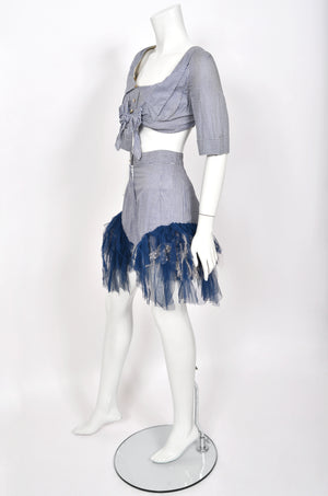 1992 Vivienne Westwood 'Salon Collection’ Editorial Gingham Cotton Cropped Corset & Shorts