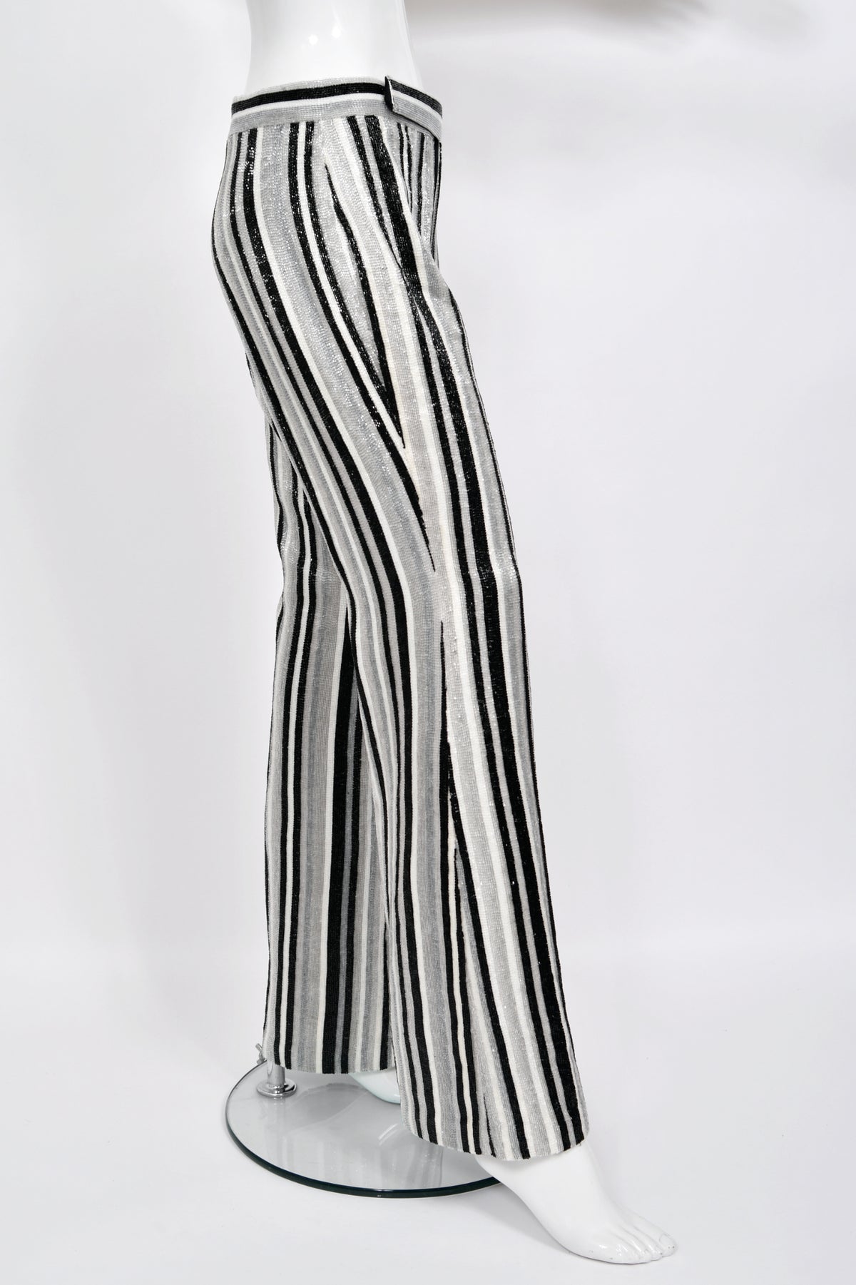 2000 Gucci by Tom Ford Documented Runway Campaign Fully-Beaded Striped Pants