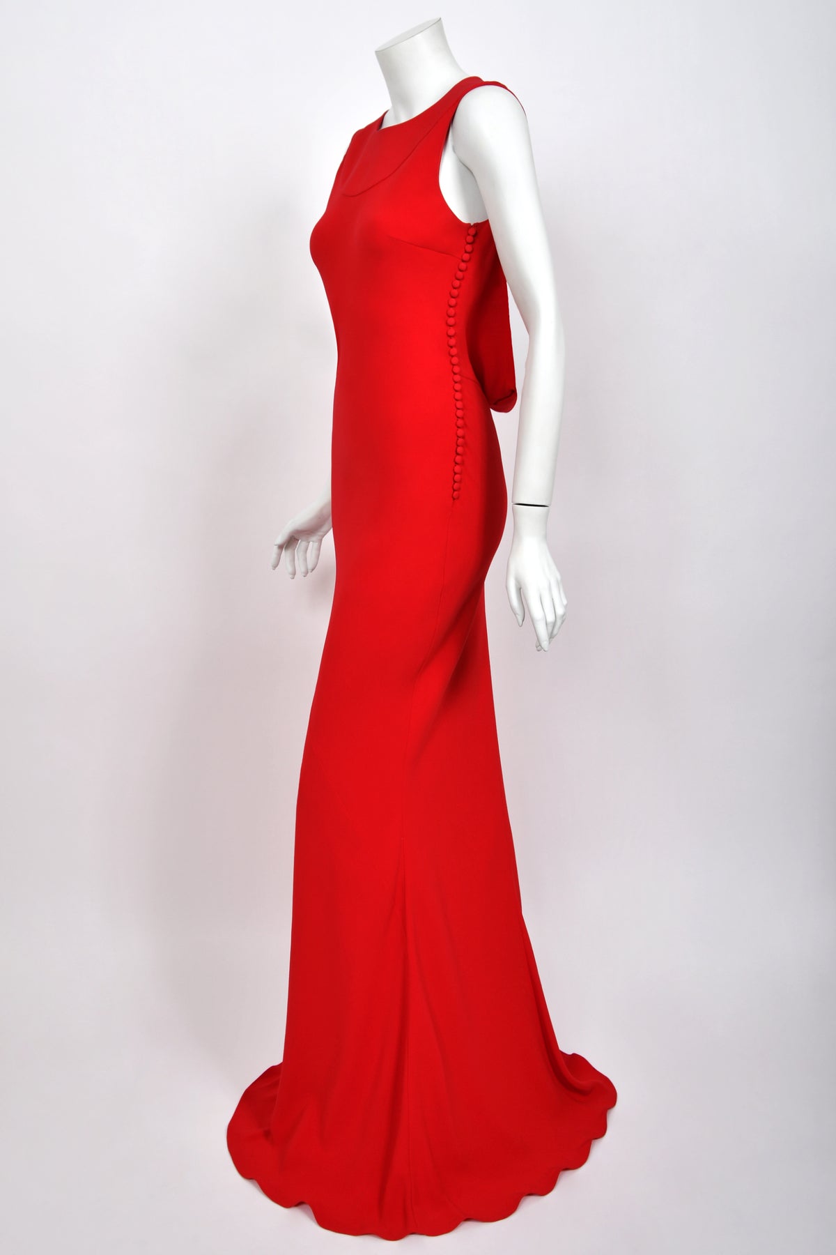 2012 Christian Dior by John Galliano Cruise Collection Ruby Red Silk Draped Backless Bias-Cut Gown