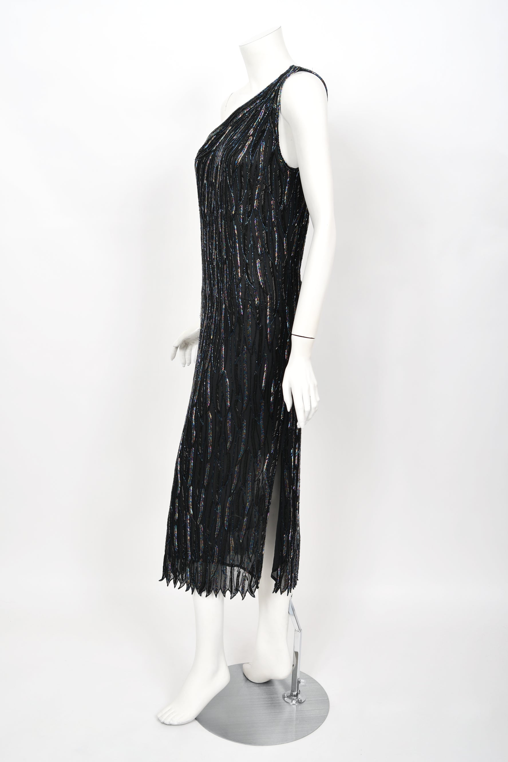 halston heritage black dress 1970s Halston Black Label Couture Jersey Dress