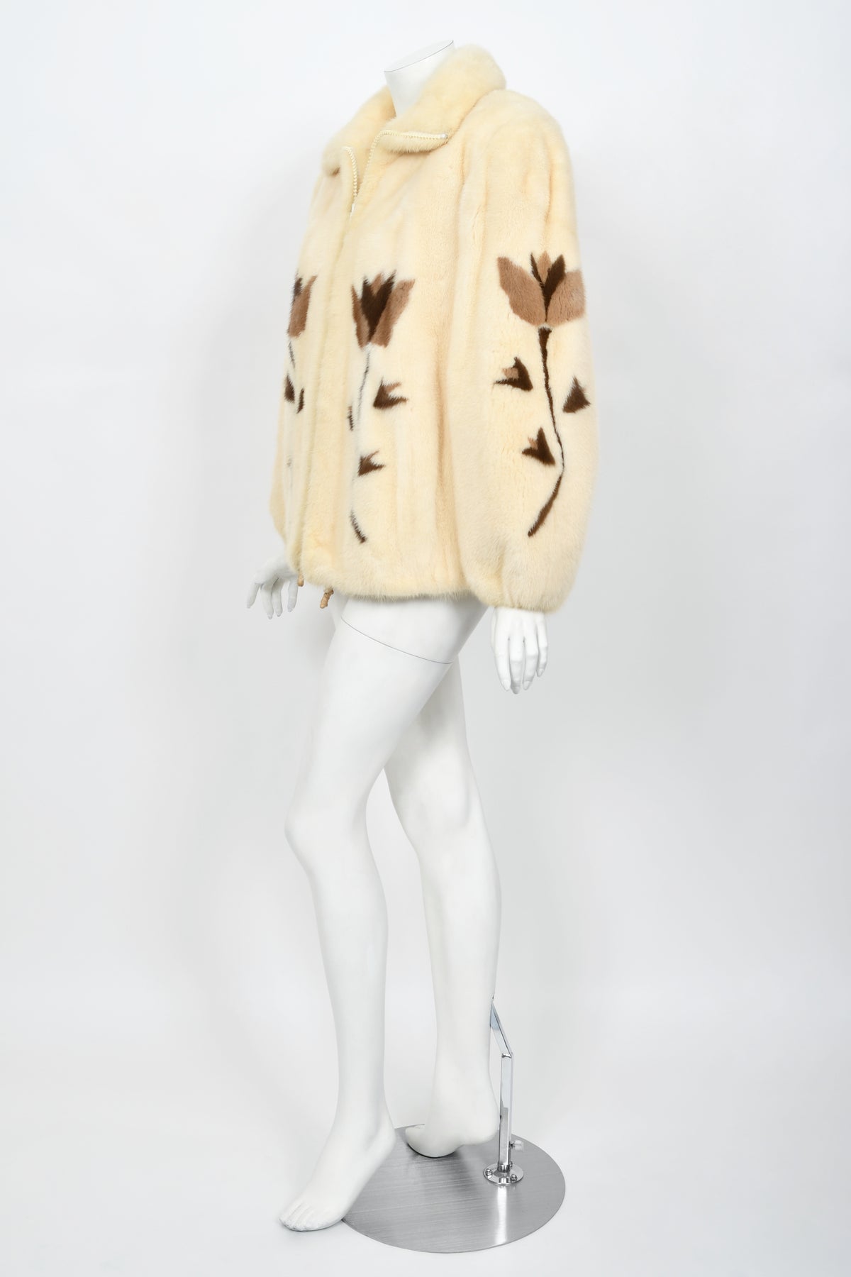 1980&#39;s Balenciaga Couture &#39;Butterflies &amp; Flowers&#39; Printed Mink Fur Bomber Jacket