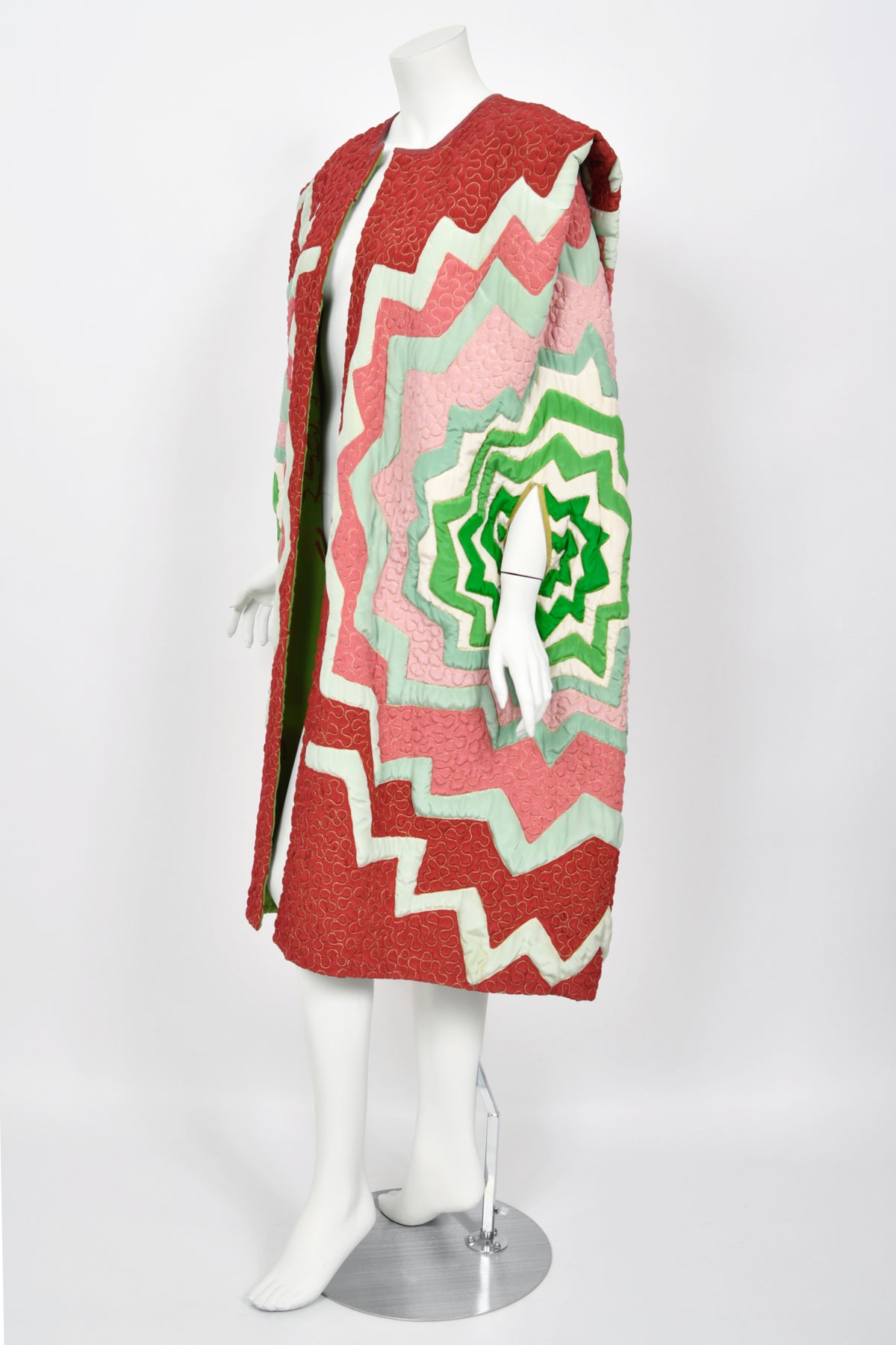 1980&#39;s Michaele Vollbracht Couture Iconic Metallic Embroidered Graphic Silk Cape