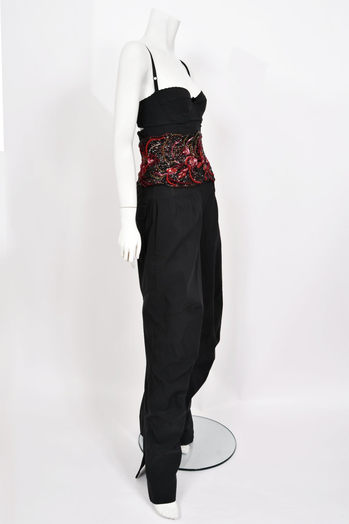 1999 Dolce &amp; Gabbana Custom Couture for Whitney Houston Beaded Bustier Jumpsuit