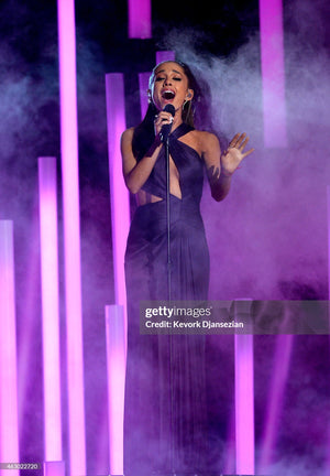 2013 Versace Runway Royal Purple Stretch Jersey Cut-Out High Slit Hourglass Gown