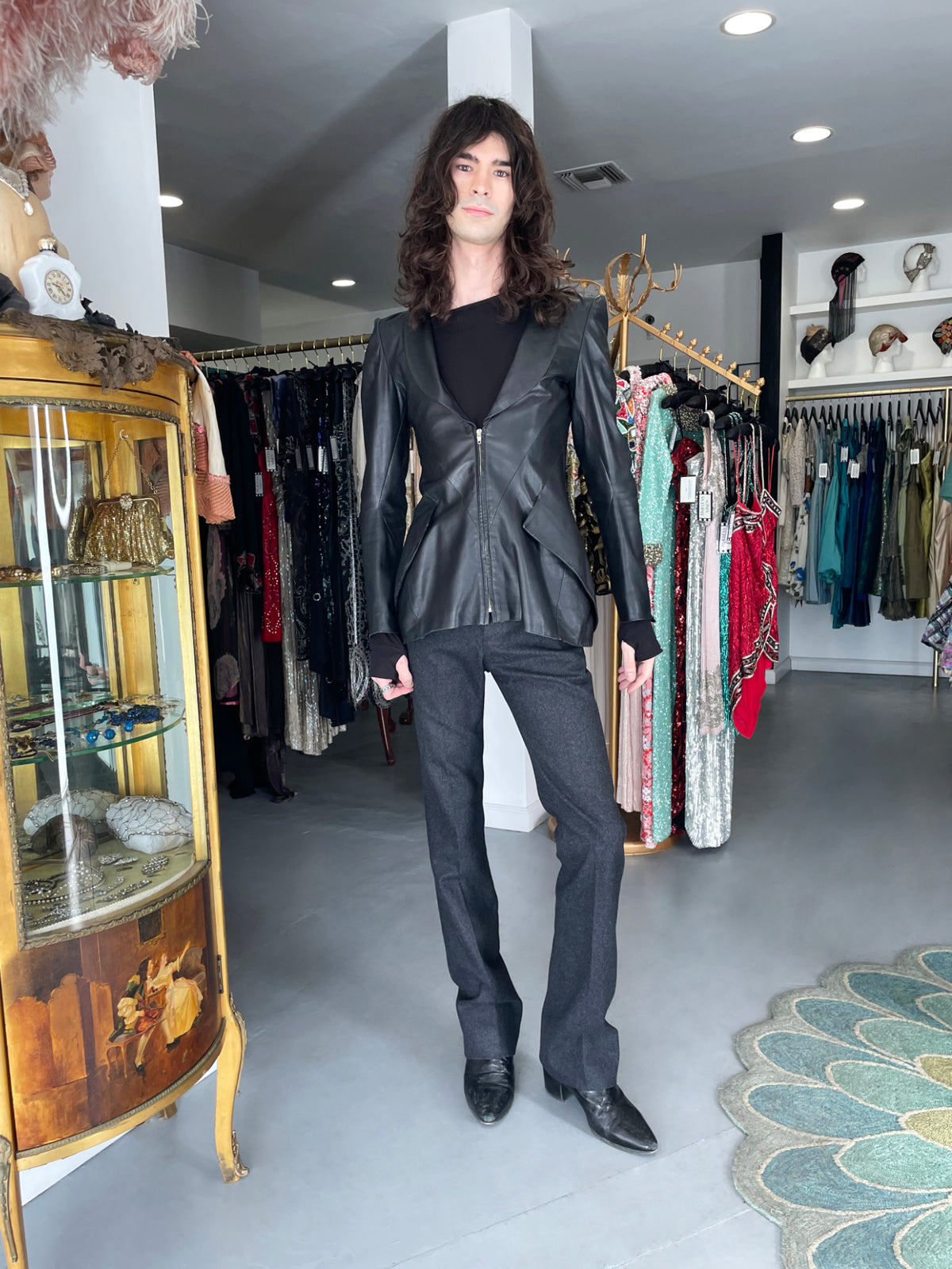 1998 Alexander McQueen Lifetime &#39;Joan&#39; Collection Black Leather Sculpted Jacket