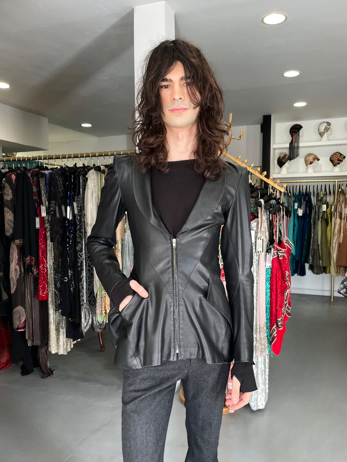 1998 Alexander McQueen Lifetime &#39;Joan&#39; Collection Black Leather Sculpted Jacket