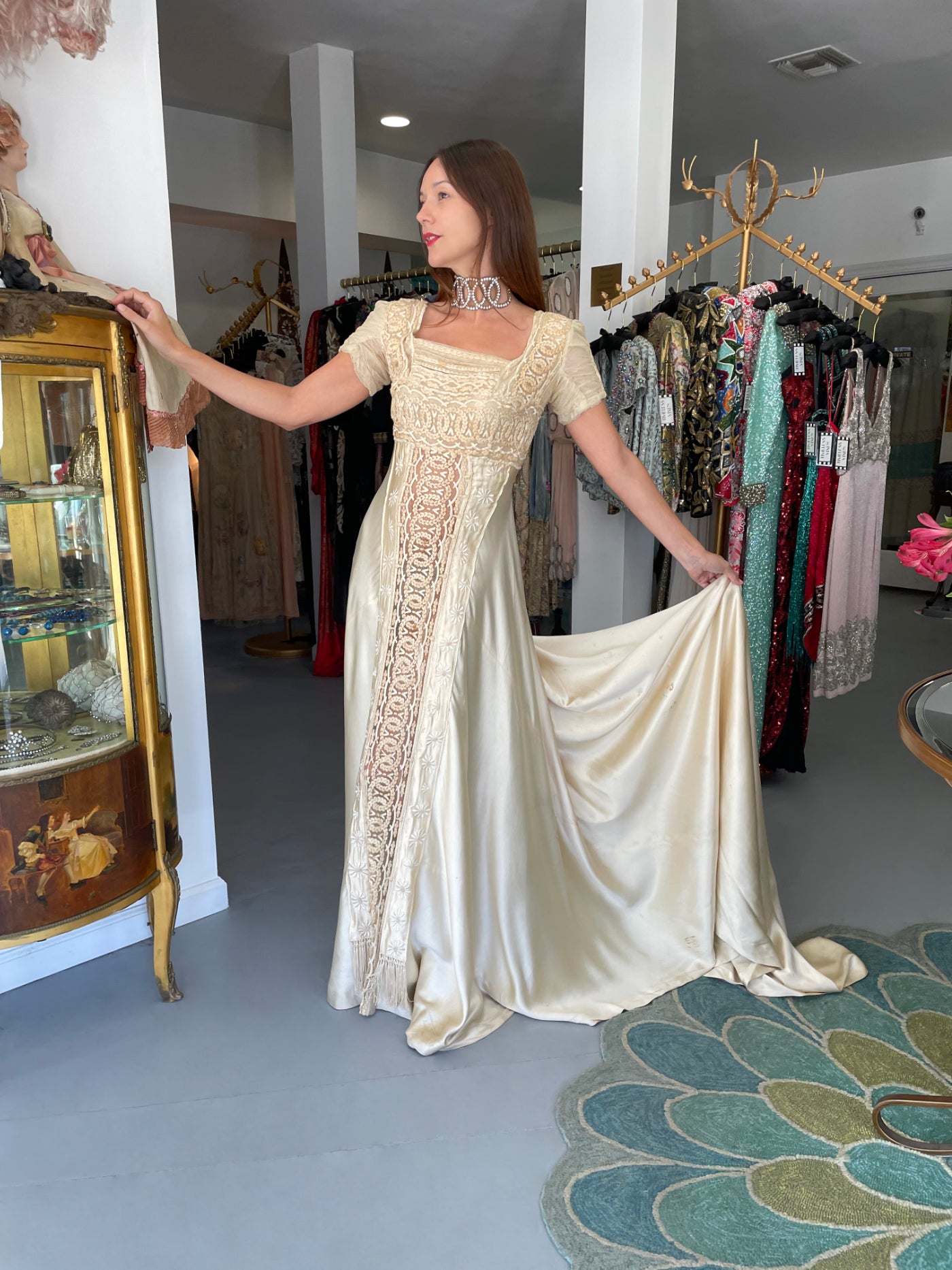 Net and satin gown best sale