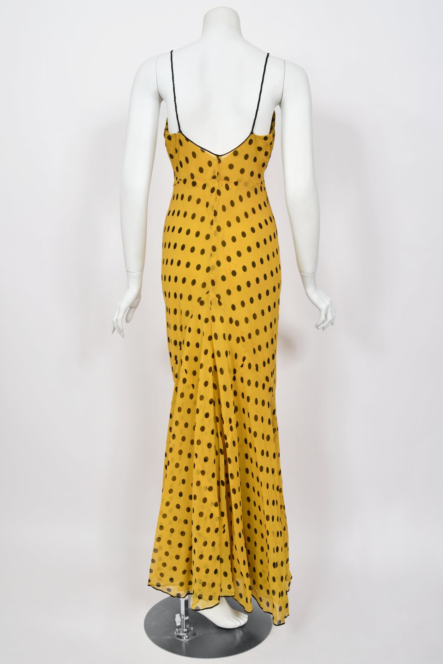 1930's Germaine Monteil Polka Dot Silk Appliqu Gown with Capelet 1930's Germaine Monteil Polka Dot Silk Appliqu Gown with Capelet