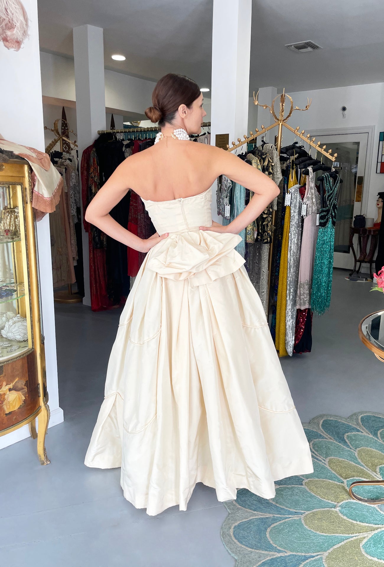 1950's Rosalie Macrini Couture Cream Silk Strapless Bridal Wedding Gow - Timeless Vixen 1950's Rosalie Macrini Couture Cream Silk Strapless Bridal Wedding Gow - Timeless Vixen