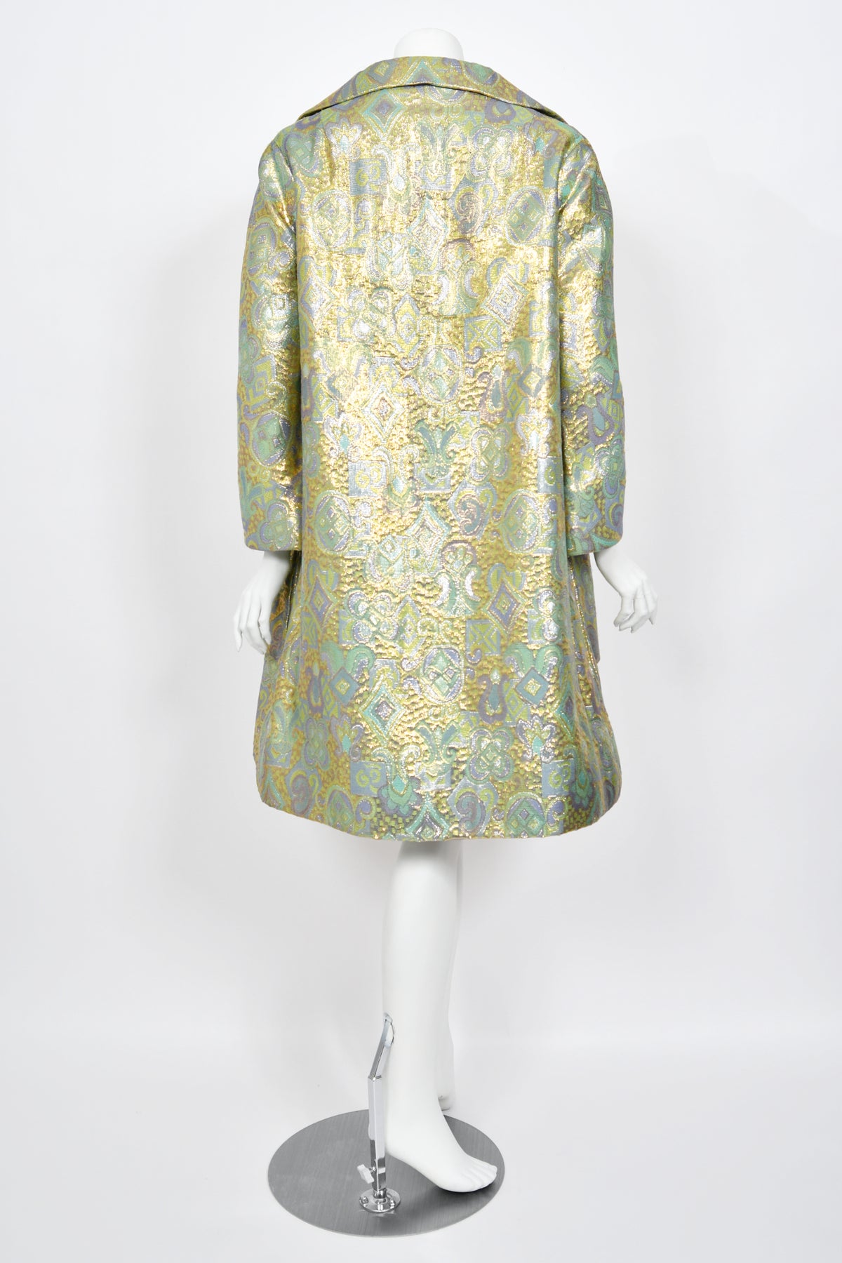 1960&#39;s Bob Bugnand Couture Beaded Metallic Silk-Brocade Dress &amp; Matching Coat