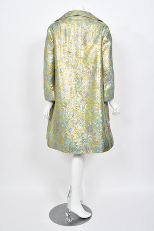 1960's Bob Bugnand Couture Beaded Metallic Silk-Brocade Dress & Matching Coat