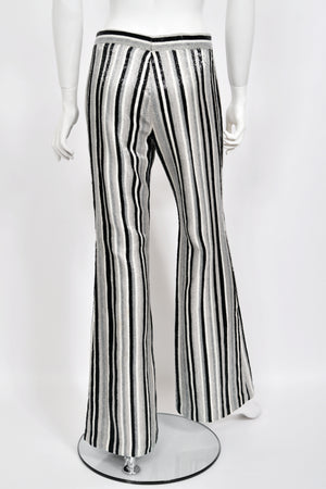 2000 Gucci by Tom Ford Documented Runway Campaign Fully-Beaded Striped Pants