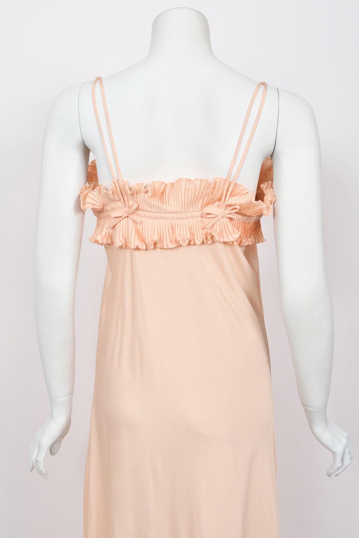 1973 Zandra Rhodes Blush Pink Heavily-Pleated Full Length Jacket Peignoir Set