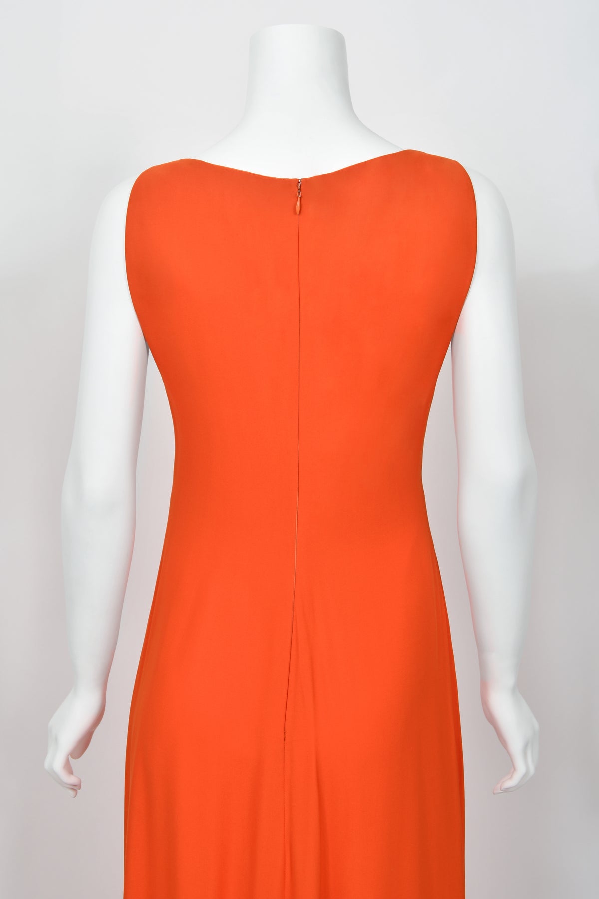 1996 Gianni Versace Couture Documented Runway Orange Silk Bustier Maxi Dress