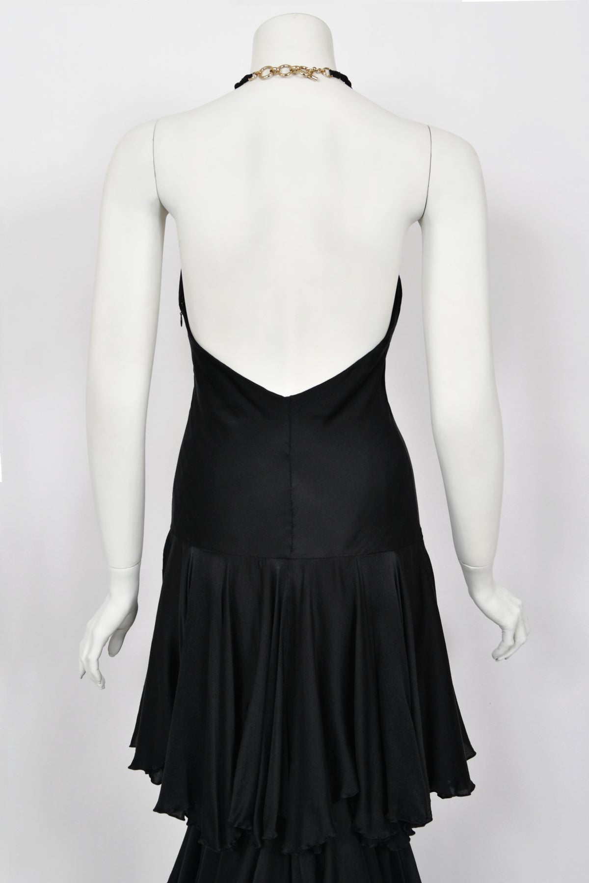 2006 Alexander McQueen &#39;Widows of Culloden&#39; Black Silk Bias-Cut Tiered Ruffle Gown