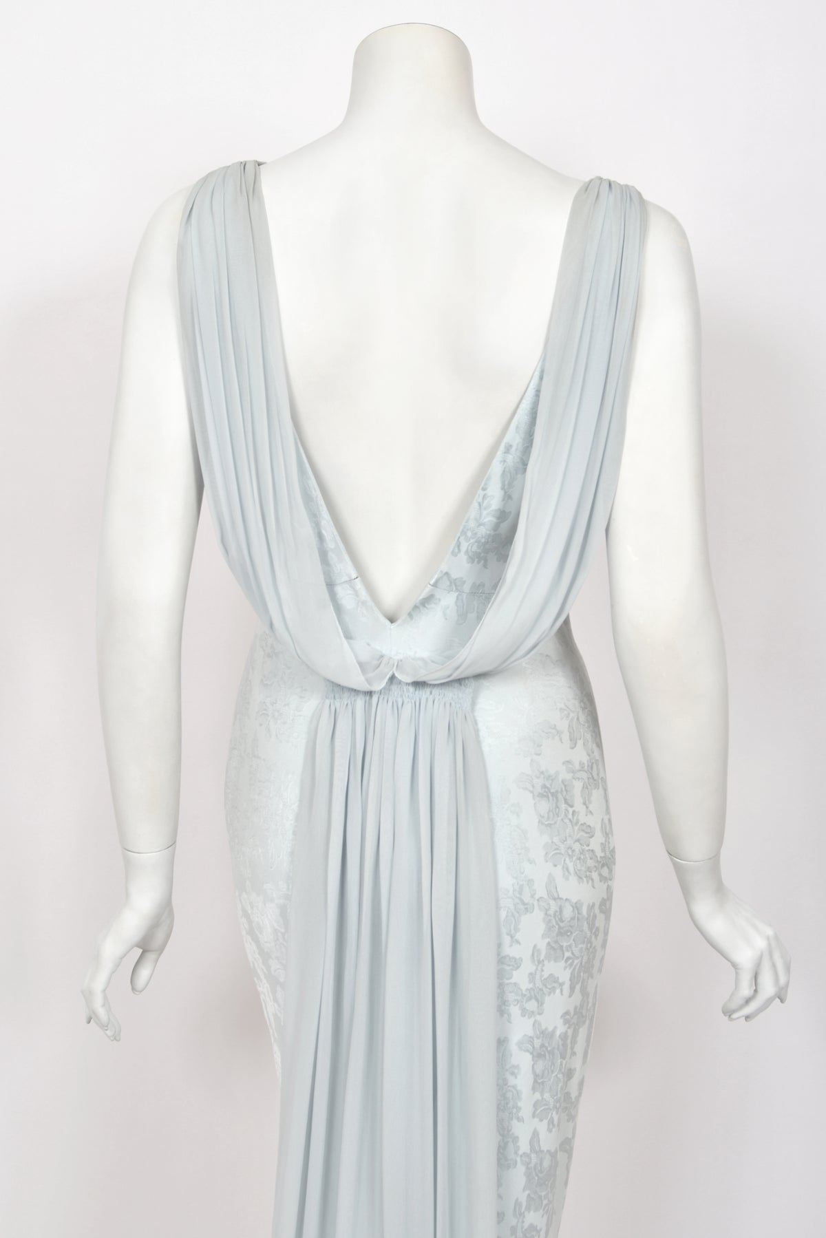 1998 Christian Dior by John Galliano 'In a Boudoir Mood' Ice-Blue Floral Silk Bias-Cut Gown