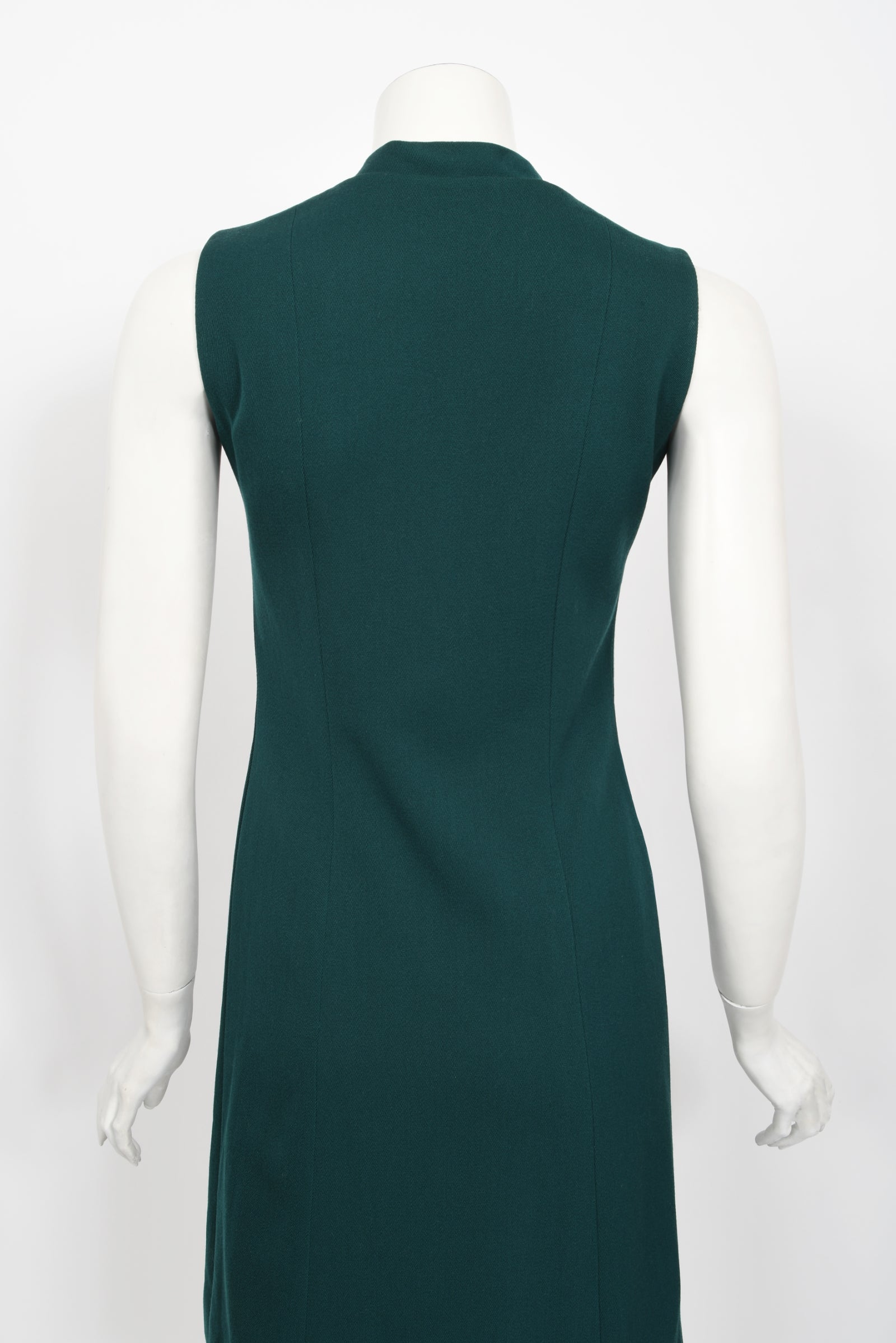 1966 Jacques Esterel Haute Couture Teal Green Op-Art Mod Dress 1966 Jacques Esterel Haute Couture Teal Green Op-Art Mod Dress