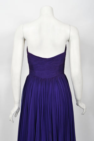 Vintage 1950's Gigliola Curiel Couture Pleated Purple Silk Chiffon
