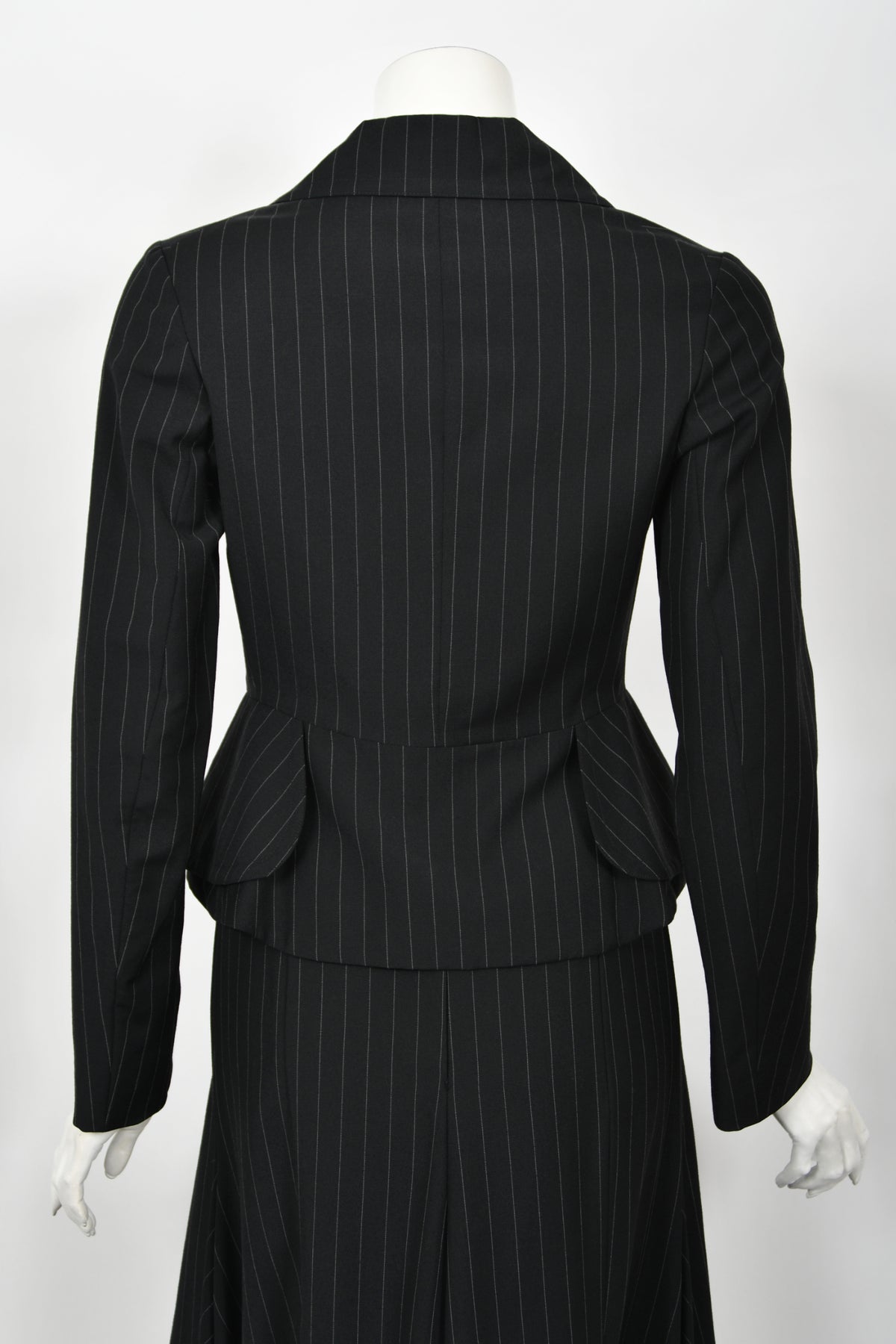 1994 Vivienne Westwood Pinstripe Wool Jacket &amp; High-Low Trained Skirt Ensemble