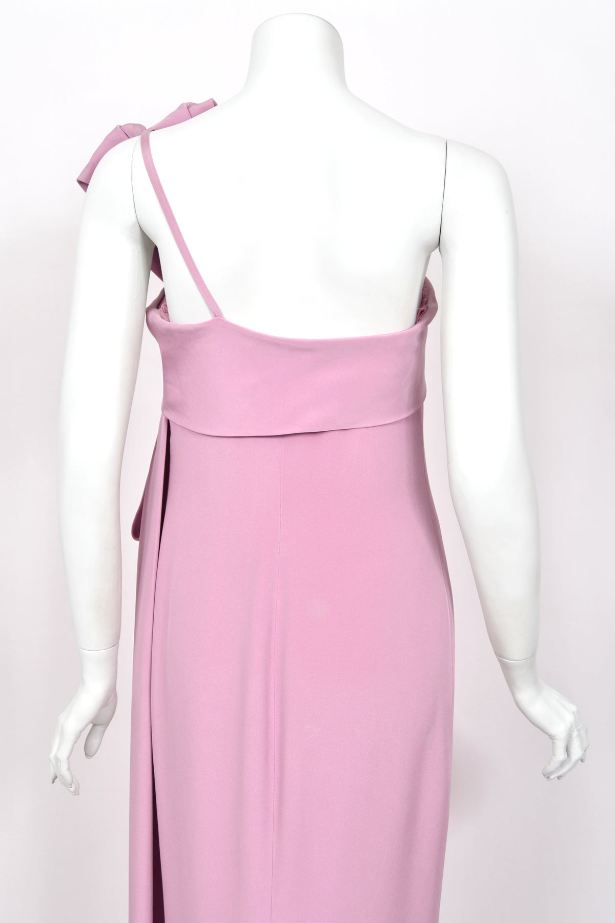 2001 Yves Saint Laurent Haute Couture Runway Lilac Silk Sculptural Asymmetric Gown