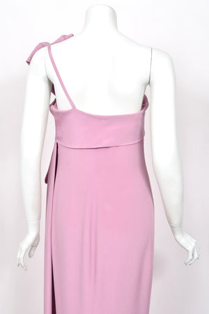 2001 Yves Saint Laurent Haute Couture Runway Lilac Silk Sculptural Asymmetric Gown