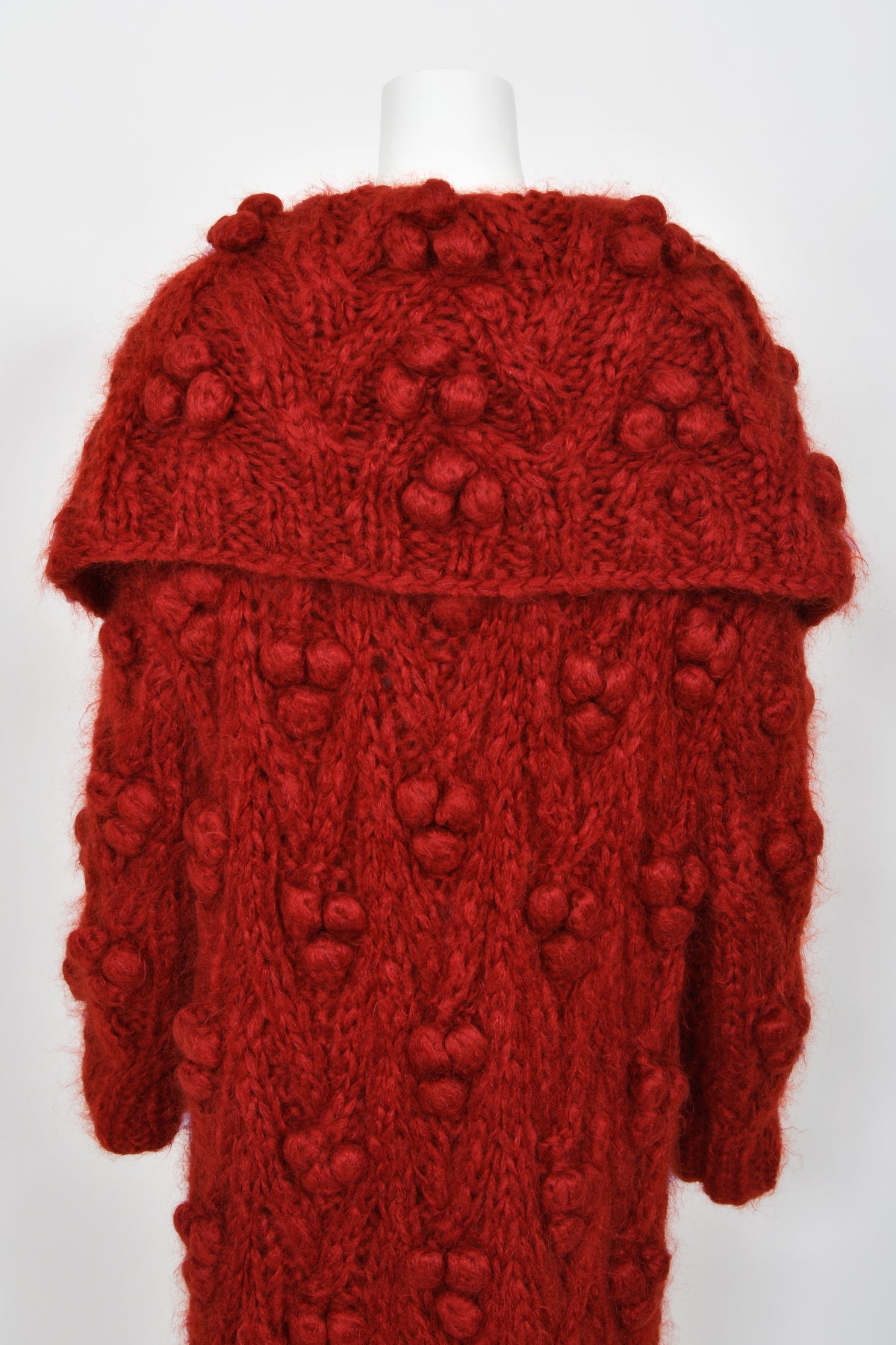 1999 Christian Dior by John Galliano Wine Red Wool Knit Shawl-Collar Sweater Coat