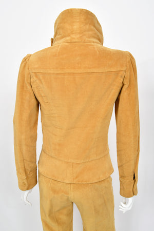 1968 Biba Documented Marigold Corduroy Funnel-Collar Jacket Pants Suit