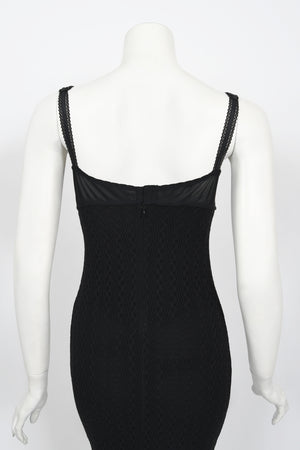 1997 Dolce & Gabbana Black Stretch Silk Knit Hourglass Built-In Bra Gown