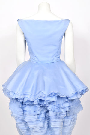 2015 Ralph & Russo Haute Couture Runway 'Blooming' Ombré Blue Silk Sculptural Dress