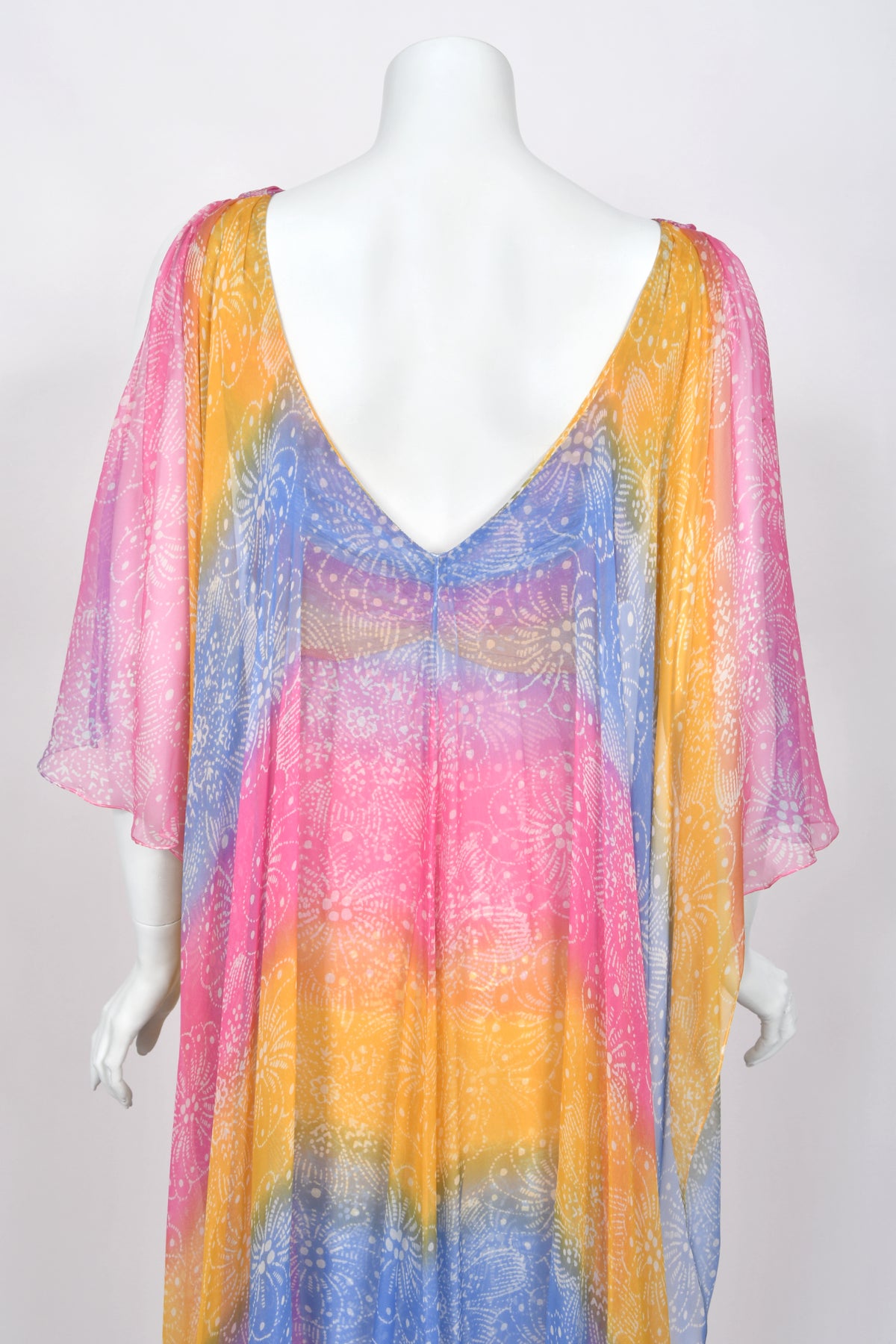 2008 Christian Dior by John Galliano Resort Collection Colorful Silk Draped Cape Goddess Gown