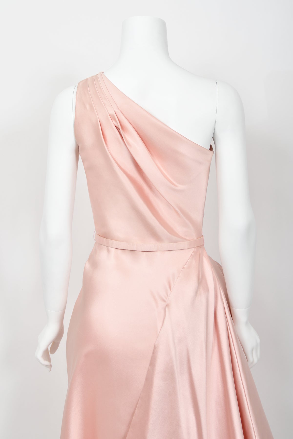 2007 Christian Dior by John Galliano Blush Pink Silk Asymmetric Sculptural Gown