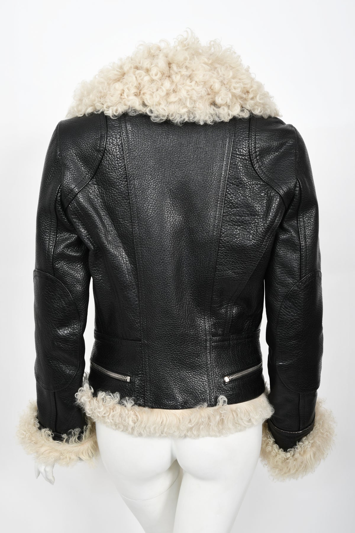 2004 Balenciaga Documented Runway Leather &amp; Shearling Motorcycle Jacket
