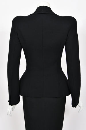 1995 John Galliano 'Dolores' Collection Runway Black Wool Jacket Hourglass Suit