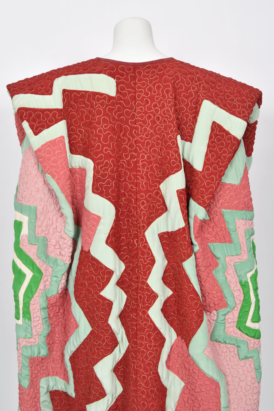 1980&#39;s Michaele Vollbracht Couture Iconic Metallic Embroidered Graphic Silk Cape