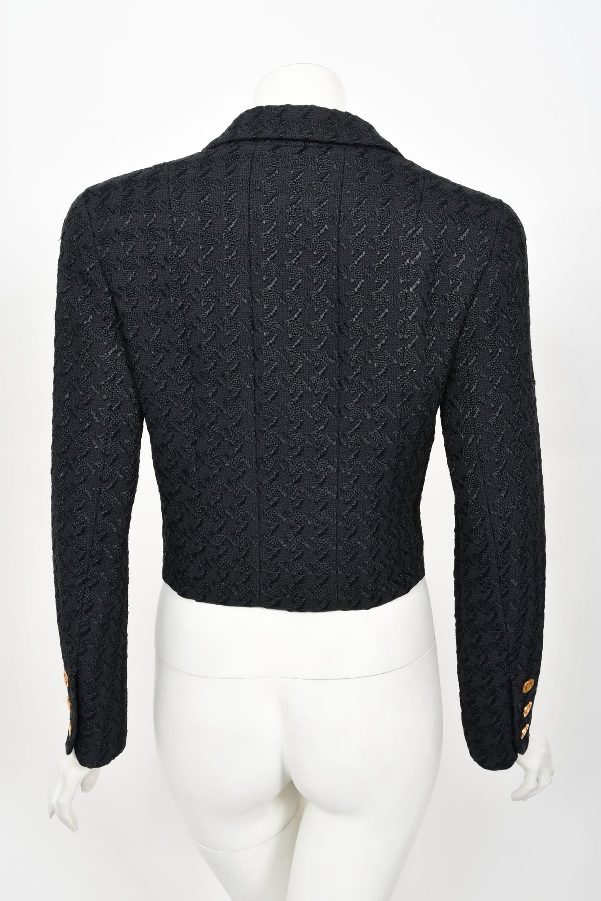 1993 Chanel by Karl Lagerfeld Documented Midnight Blue Wool Cropped Jacket