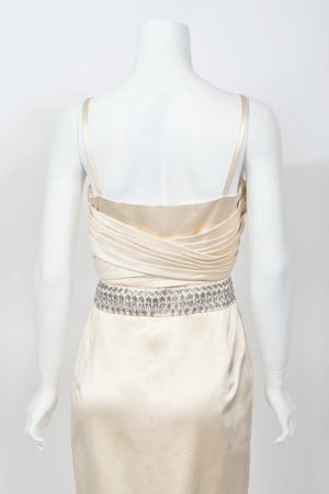 2008 Christian Dior by John Galliano Beaded Ivory Silk Shelf-Bust Hourglass Gown