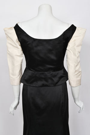 1999 Vivienne Westwood 'La Belle Helene' Collection Silk Off-Shoulder Corset Blouse & Full-Length Skirt Set