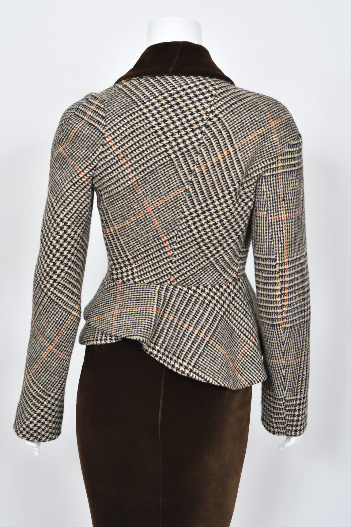 1996 Vivienne Westwood &#39;Storm in a Teacup&#39; Tweed Velvet Asymmetric Jacket Suit